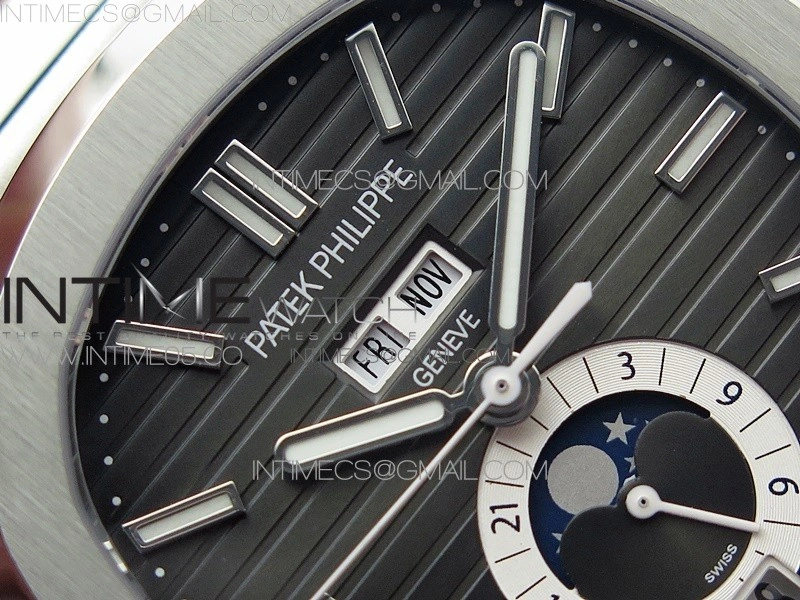 NAUTILUS 5726 SS GRF 1:1 BEST EDITION GRAY DIAL WORKING ANNUAL CALENDARON SS BRACELET A.324 V3